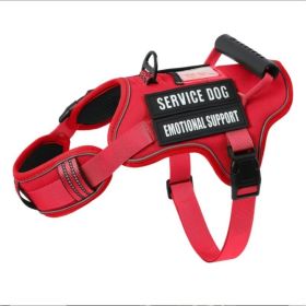 USLOCAL Tactical Service Dog Harness With Control Handle No Pulling Adjustable Reflective Pet Vest Harness Easy Walking Training (Option: Red-M)